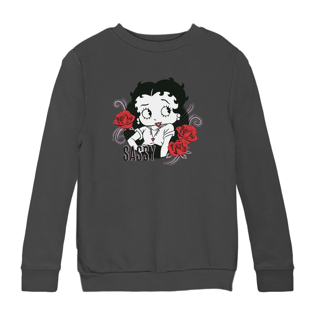 Betty Boop Sassy Roses Kids Sweatshirt-Betty Boop Shop