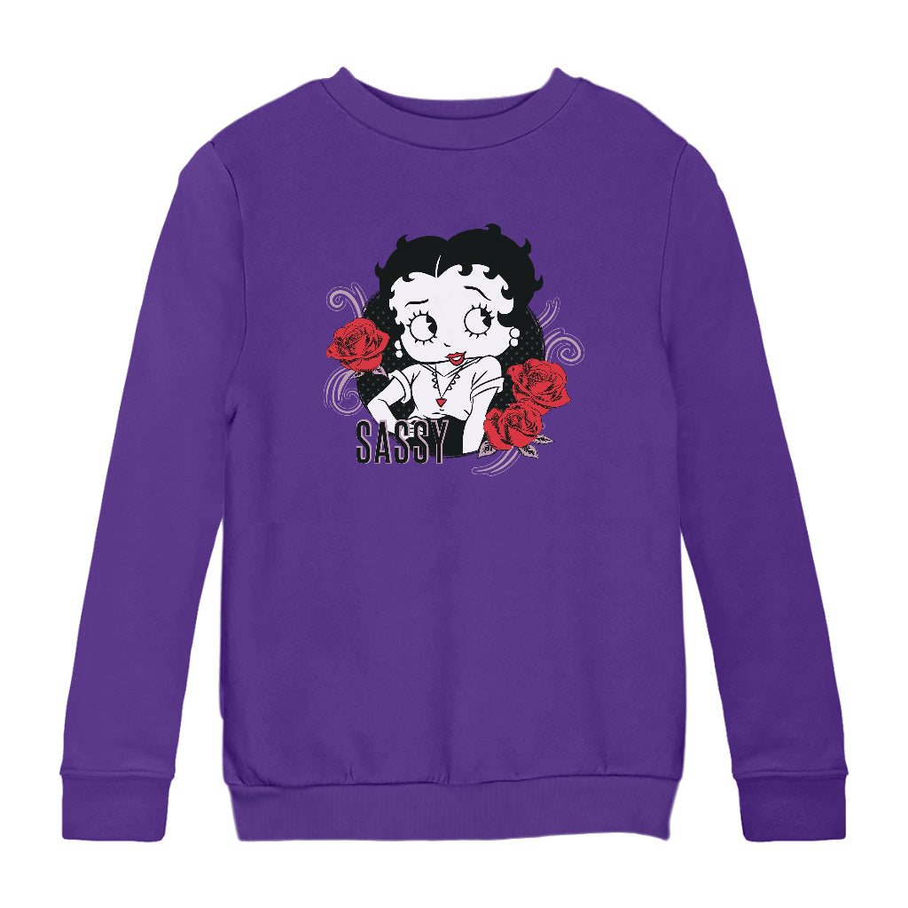 Betty Boop Sassy Roses Kids Sweatshirt-Betty Boop Shop