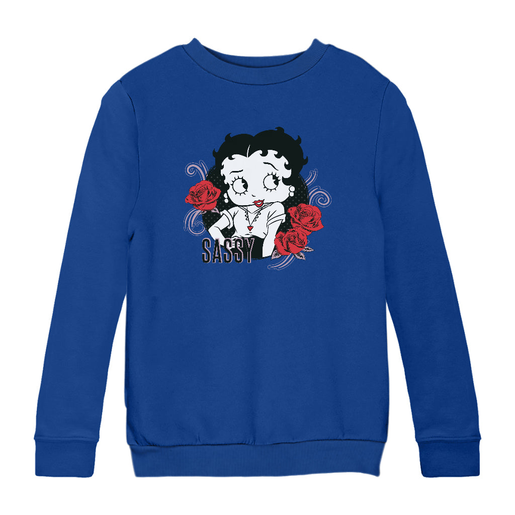 Betty Boop Sassy Roses Kids Sweatshirt-Betty Boop Shop