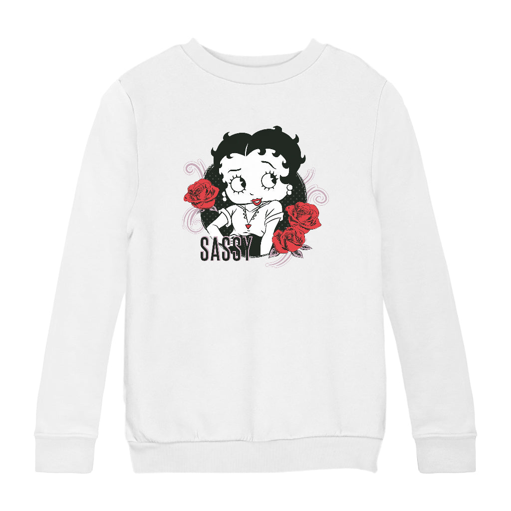 Betty Boop Sassy Roses Kids Sweatshirt
