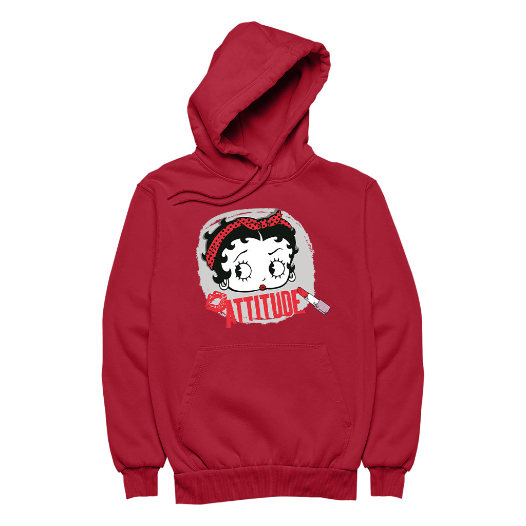 Betty Boop Lipstick Attitude Women's Hooded Sweatshirt-Betty Boop Shop