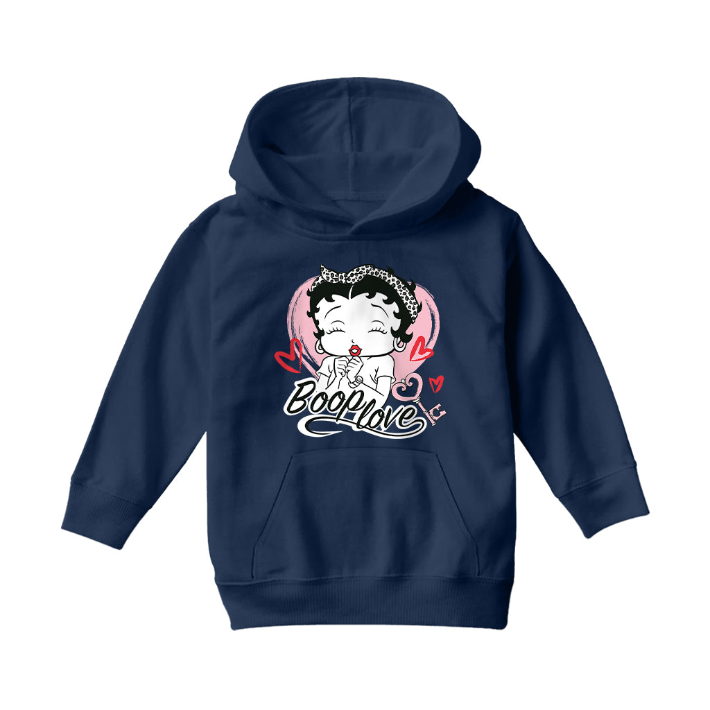 Betty Boop Love Key Hearts Kids Hooded Sweatshirt-Betty Boop Shop