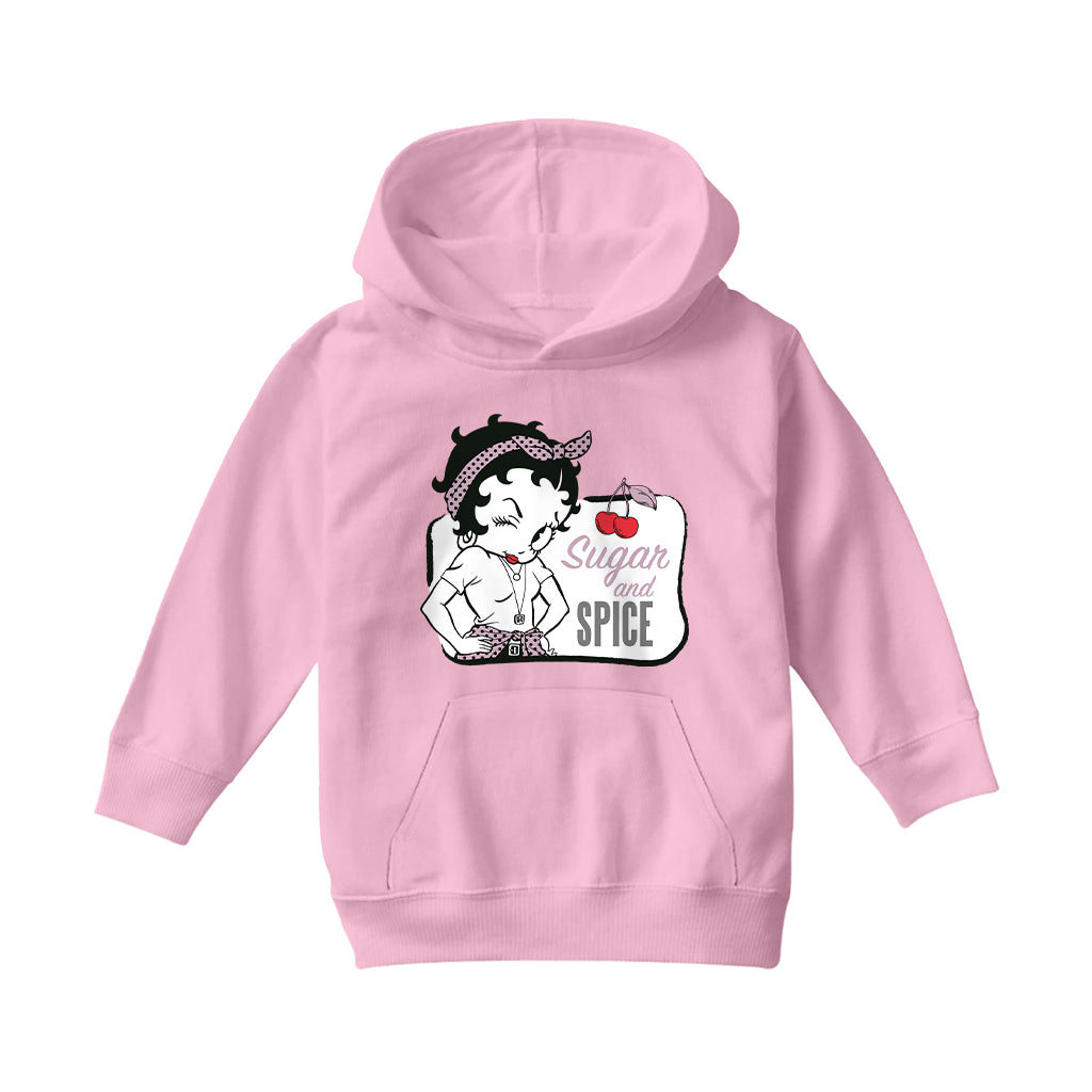 Betty Boop Sugar And Spice Cherry Kids Hooded Sweatshirt