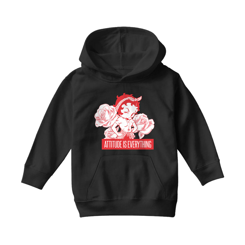 Betty Boop Attitude Is Everything Roses Kids Hooded Sweatshirt-Betty Boop Shop