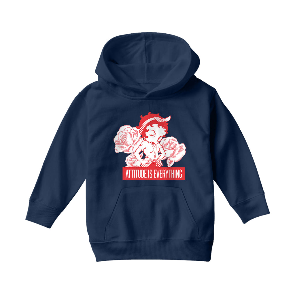 Betty Boop Attitude Is Everything Roses Kids Hooded Sweatshirt-Betty Boop Shop