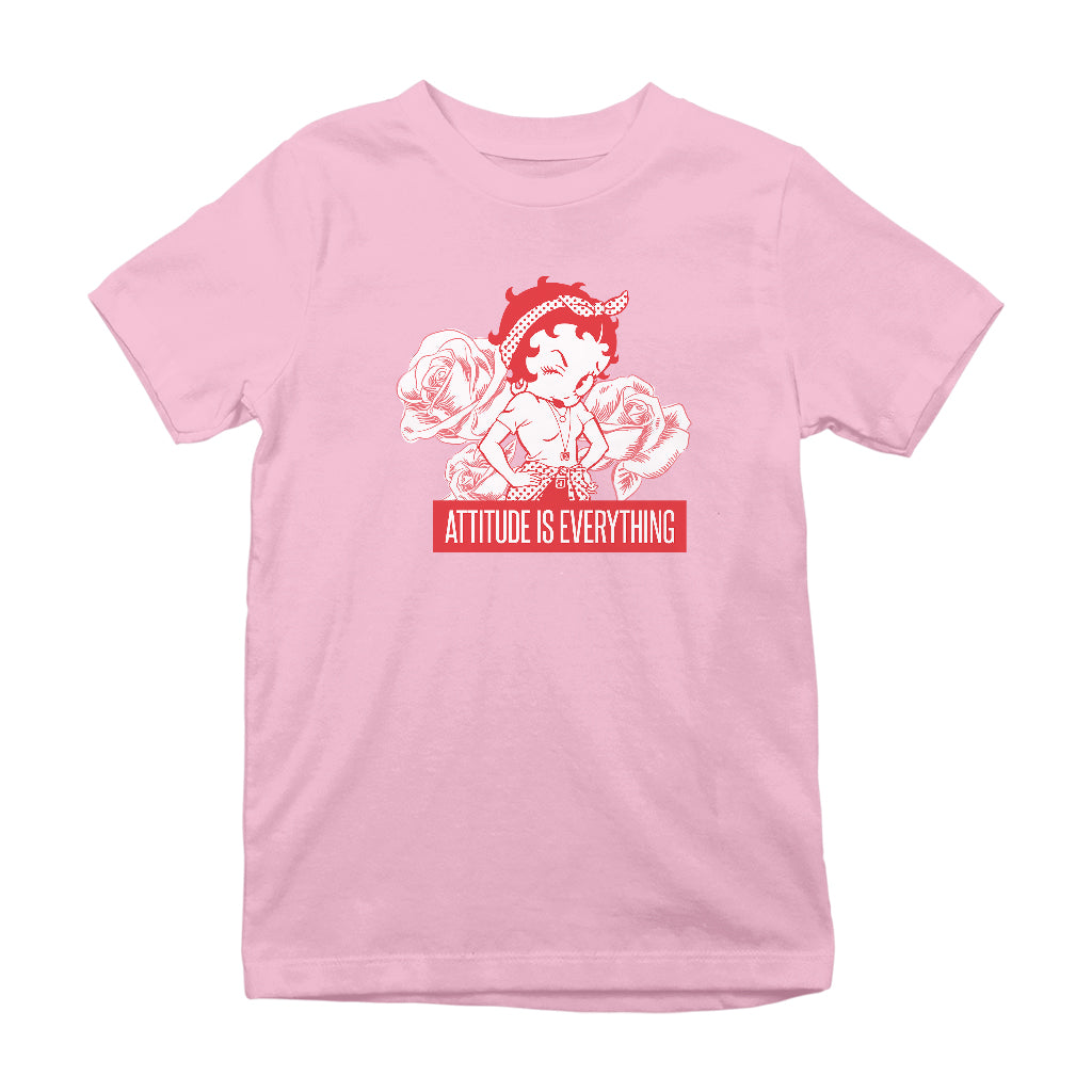 Betty Boop Attitude Is Everything Roses Kids T-Shirt-Betty Boop Shop