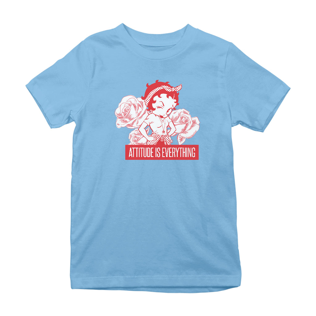 Betty Boop Attitude Is Everything Roses Kids T-Shirt-Betty Boop Shop