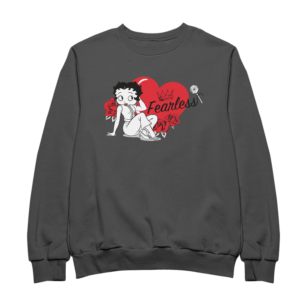 Betty Boop Fearless Betty Roses Heart Men's Sweatshirt