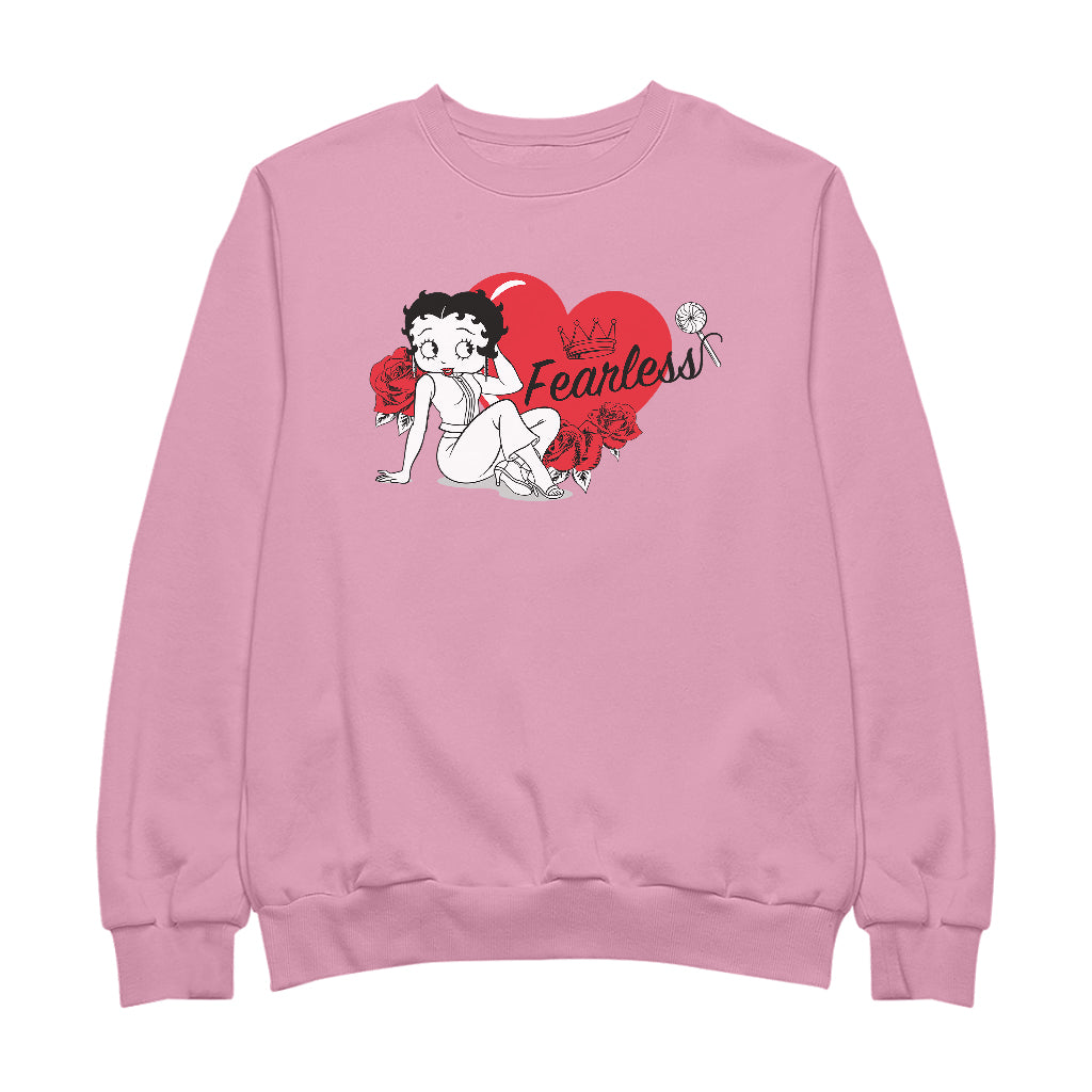 Betty Boop Fearless Betty Roses Heart Men's Sweatshirt-Betty Boop Shop