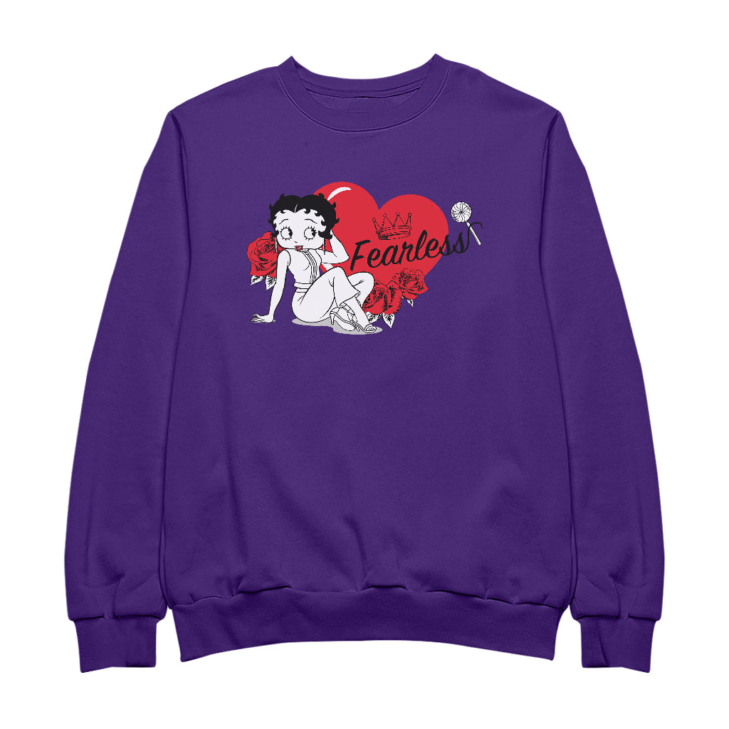 Betty Boop Fearless Betty Roses Heart Men's Sweatshirt-Betty Boop Shop
