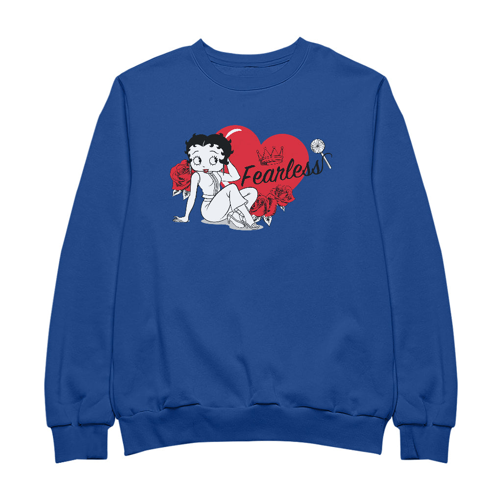 Betty Boop Fearless Betty Roses Heart Men's Sweatshirt-Betty Boop Shop