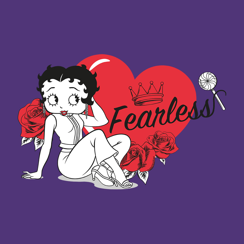 Betty Boop Fearless Betty Roses Heart Women's Hooded Sweatshirt-Betty Boop Shop