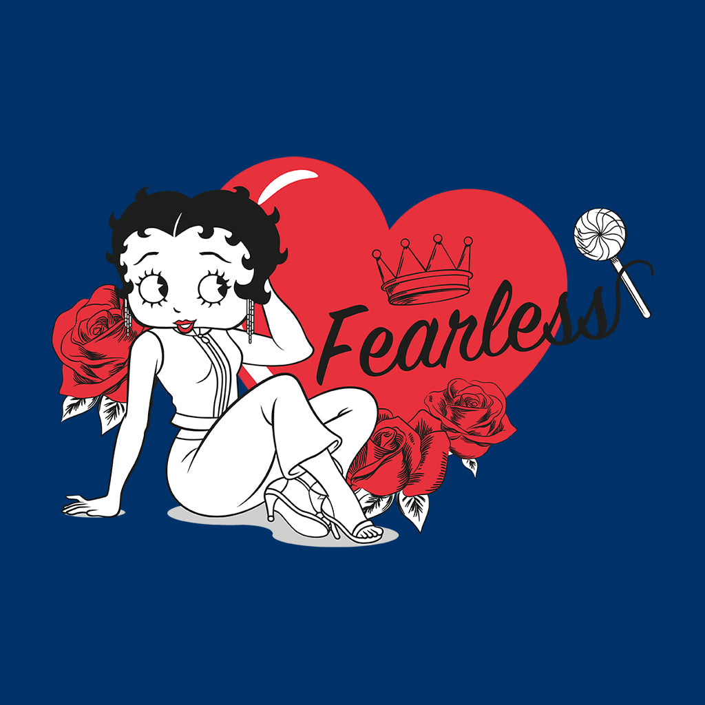 Betty Boop Fearless Betty Roses Heart Men's T-Shirt-Betty Boop Shop