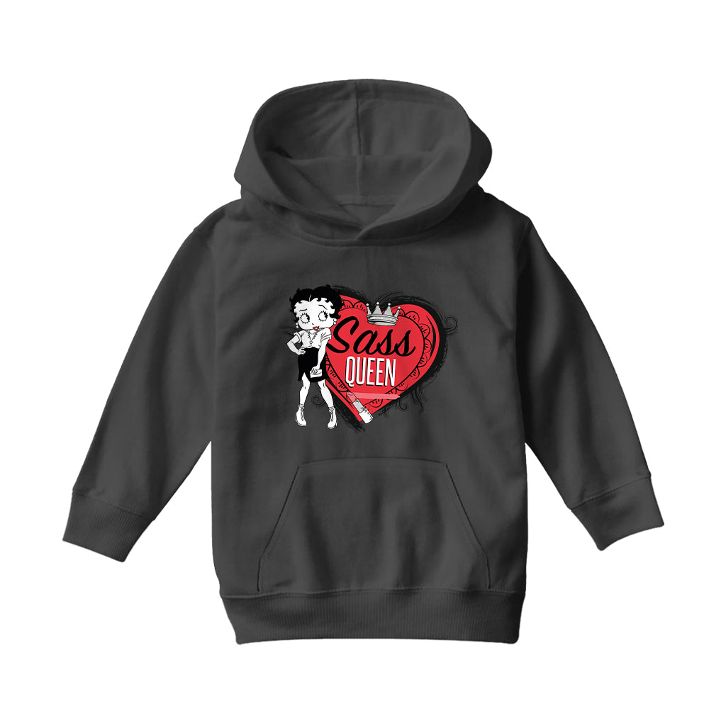 Betty Boop Sass Queen Crown Heart Kids Hooded Sweatshirt-Betty Boop Shop