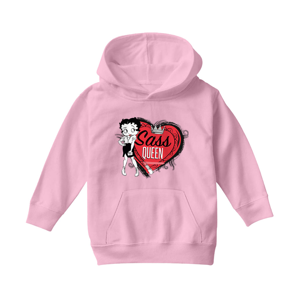 Betty Boop Sass Queen Crown Heart Kids Hooded Sweatshirt