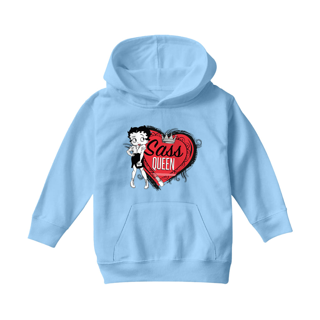 Betty Boop Sass Queen Crown Heart Kids Hooded Sweatshirt-Betty Boop Shop