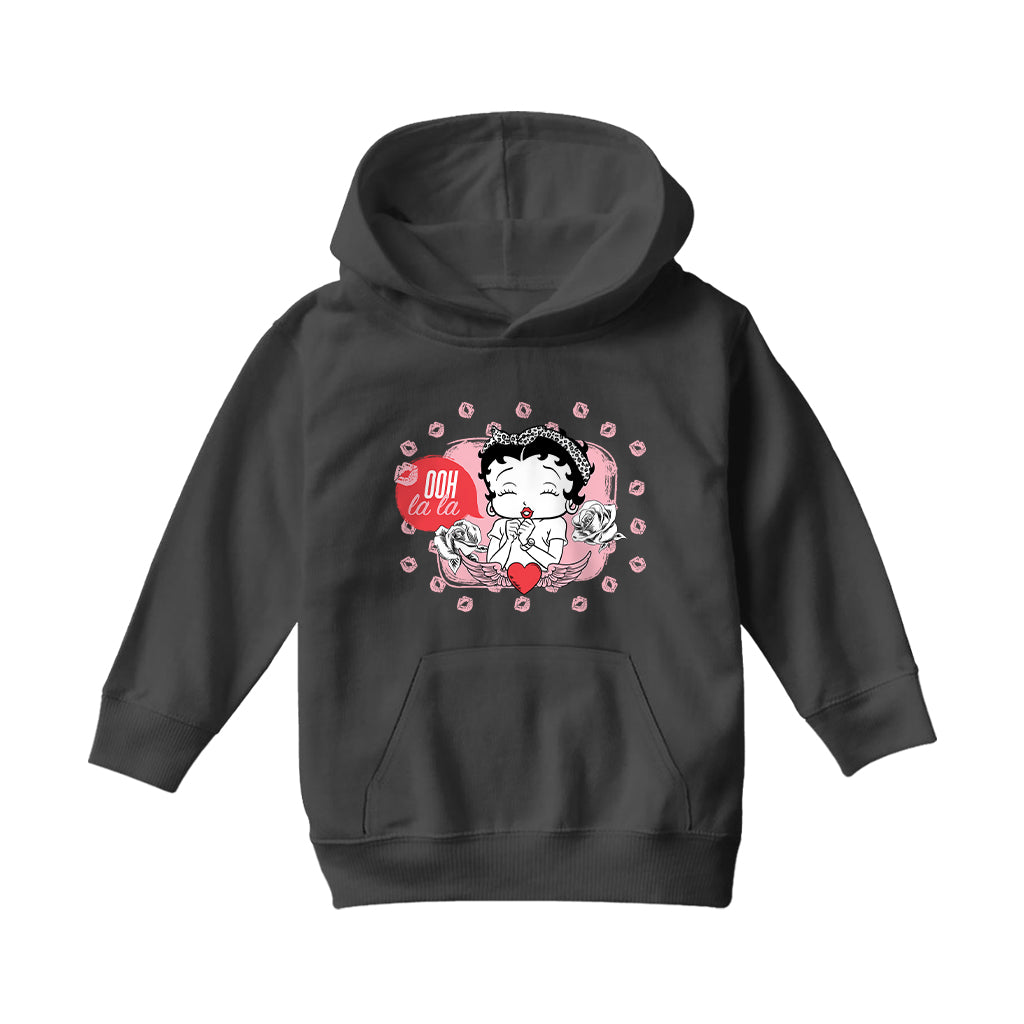 Betty Boop Ooh La La Lipstick Kisses Kids Hooded Sweatshirt