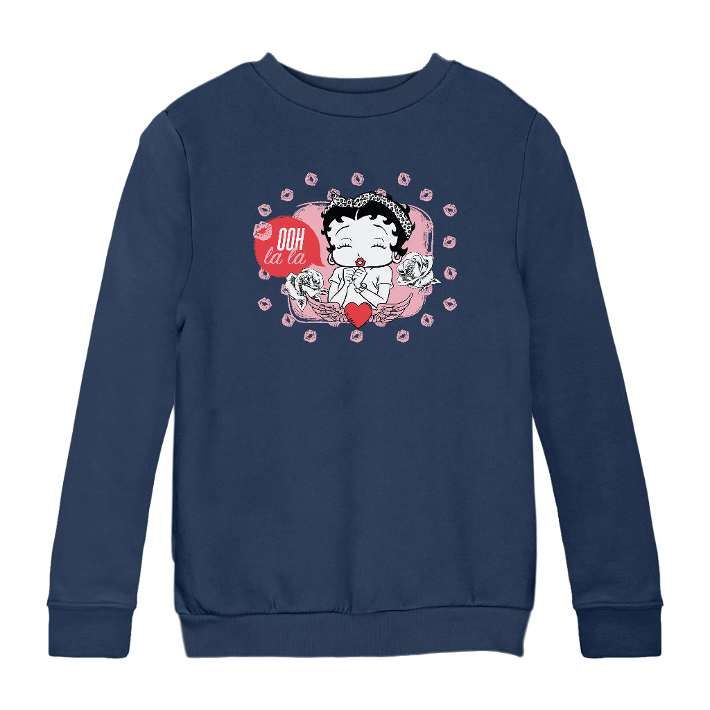 Betty Boop Ooh La La Lipstick Kisses Kids Sweatshirt-Betty Boop Shop