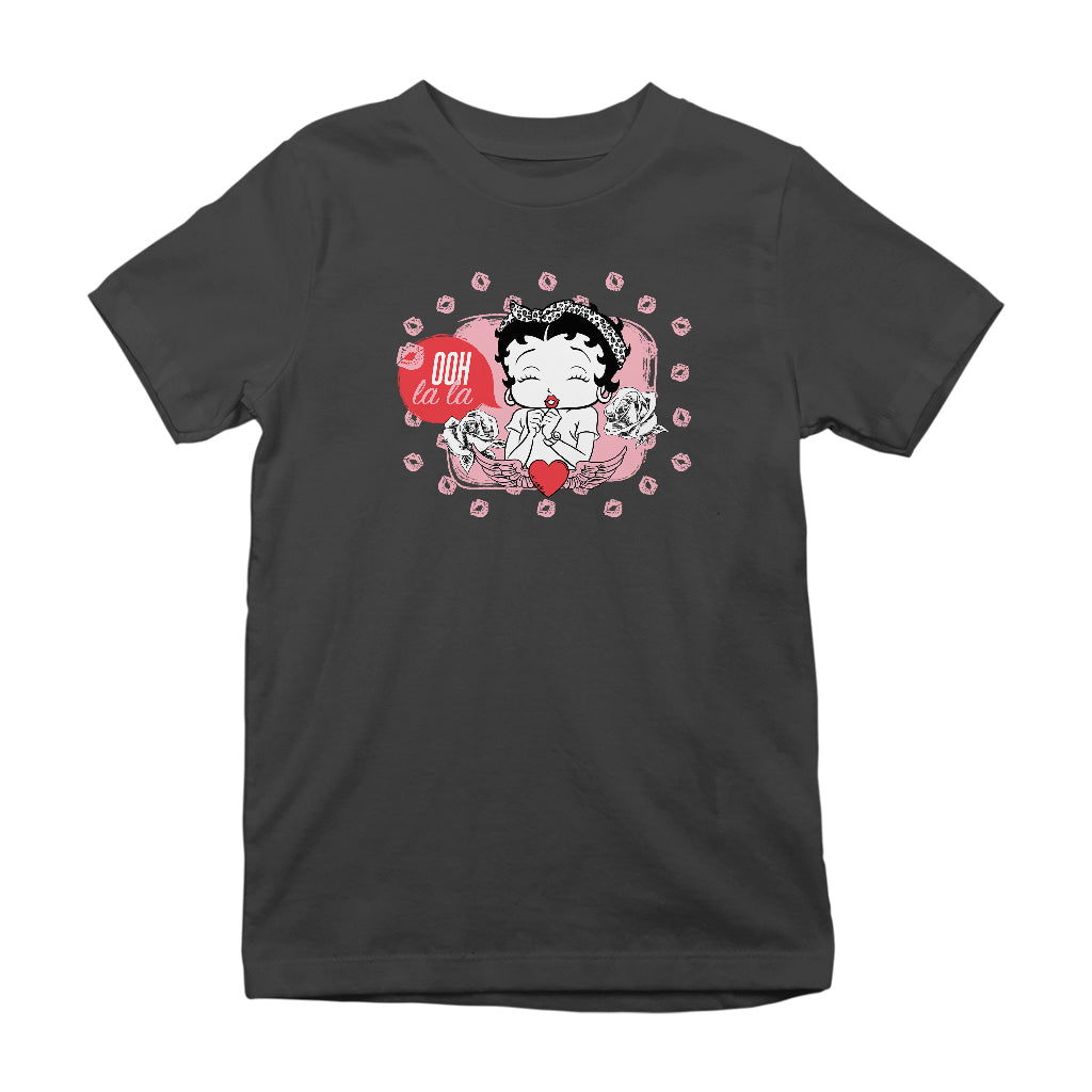 Betty Boop Ooh La La Lipstick Kisses Kids T-Shirt
