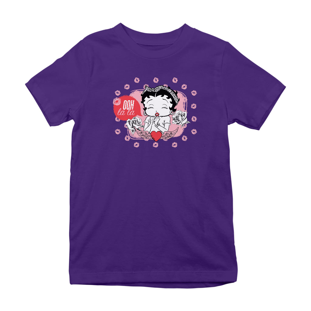 Betty Boop Ooh La La Lipstick Kisses Kids T-Shirt-Betty Boop Shop