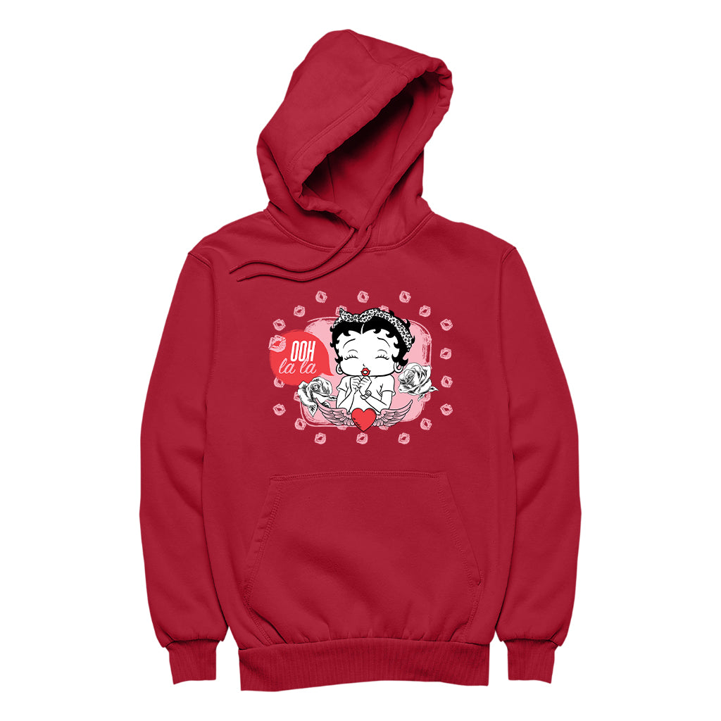 Betty Boop Ooh La La Lipstick Kisses Women's Hooded Sweatshirt-Betty Boop Shop