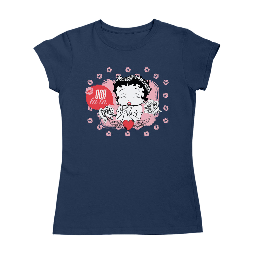 Betty Boop Ooh La La Lipstick Kisses Women's T-Shirt-Betty Boop Shop