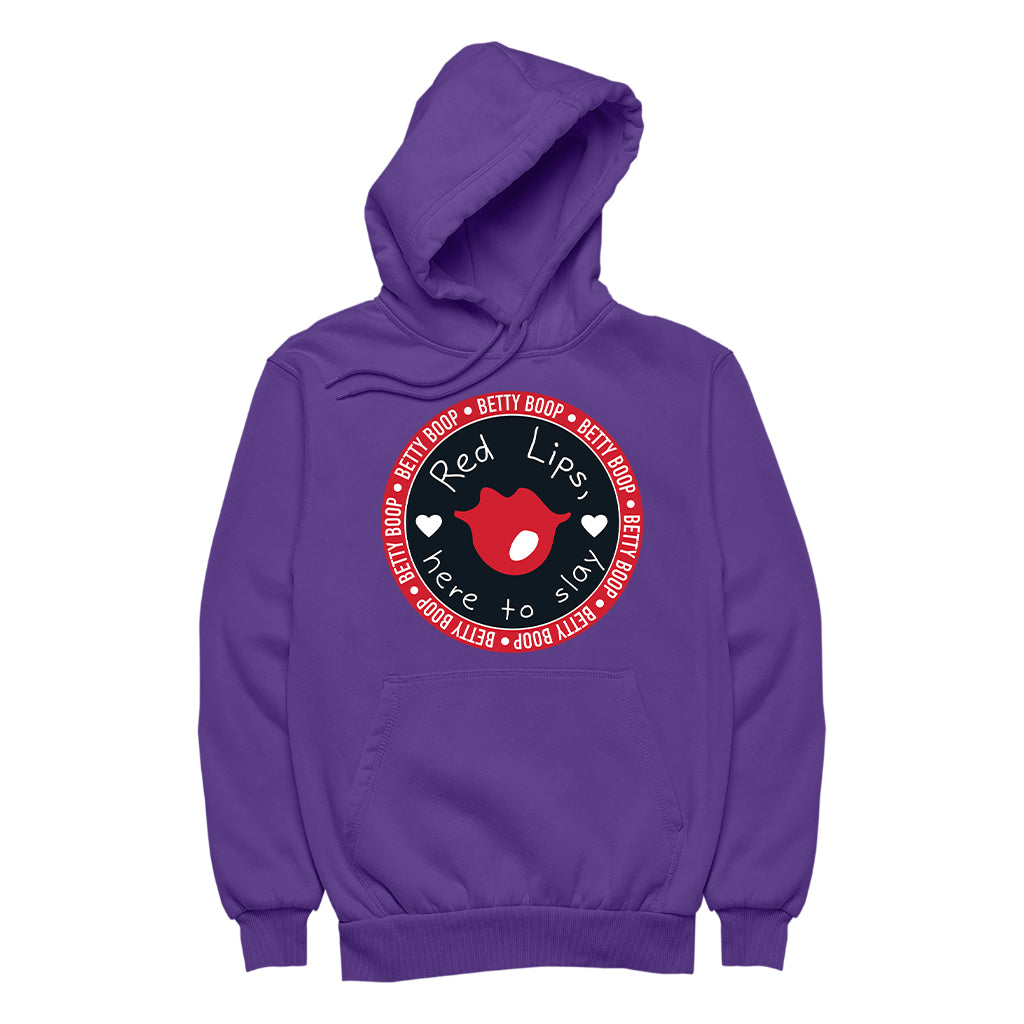 Betty Boop Red Lips Here To Slay Men's Hooded Sweatshirt-Betty Boop Shop