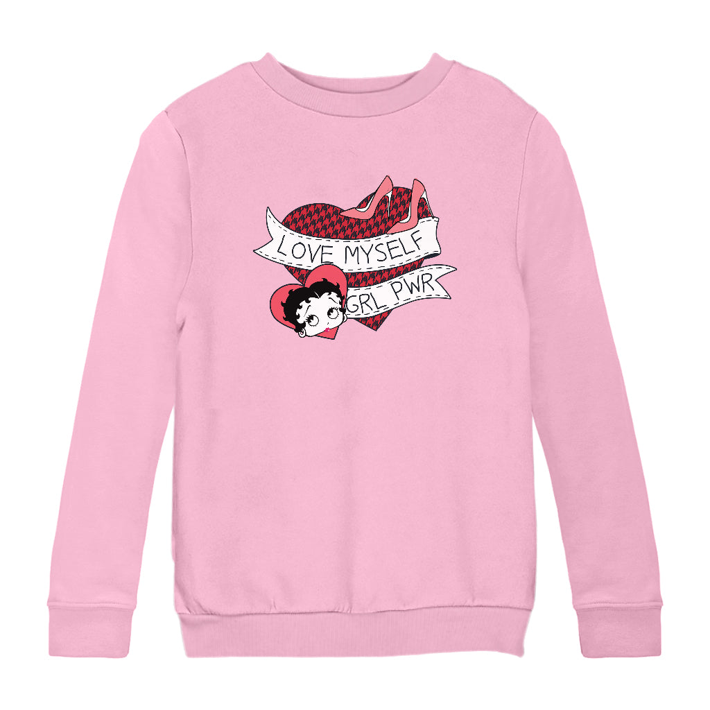 Betty Boop Love Myself Girl Power Kids Sweatshirt