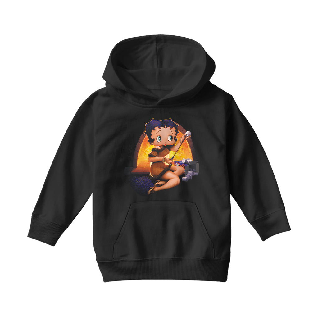 Betty Boop Pin-Up Toasting Marshmallows Kids Hooded Sweatshirt