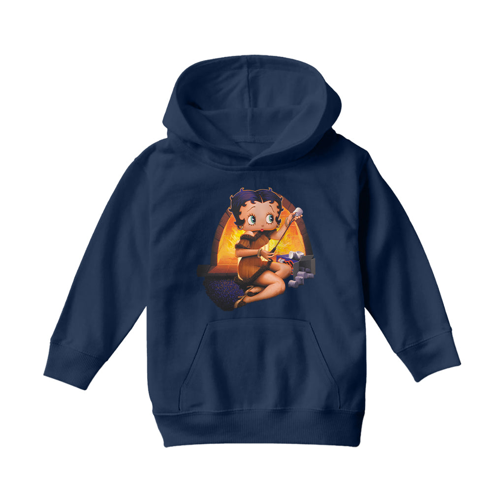 Betty Boop Pin-Up Toasting Marshmallows Kids Hooded Sweatshirt-Betty Boop Shop