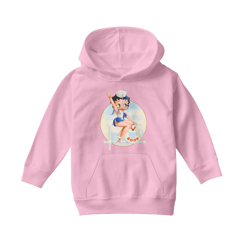Betty Boop Sailor Pin-Up Nautical Kids Hooded Sweatshirt