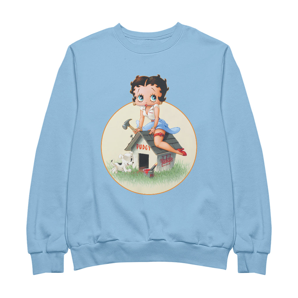 Betty Boop Pin-Up Building Pudgy Doghouse Men's Sweatshirt