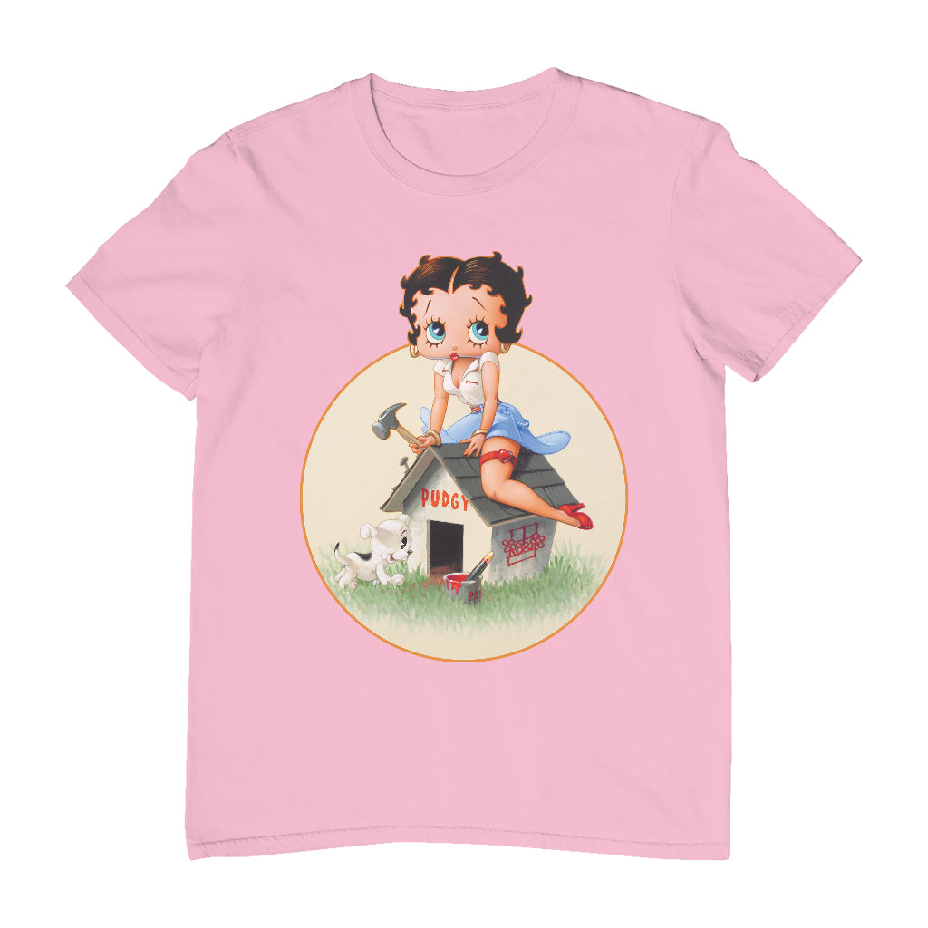 Betty Boop Pin-Up Building Pudgy Doghouse Men's T-Shirt