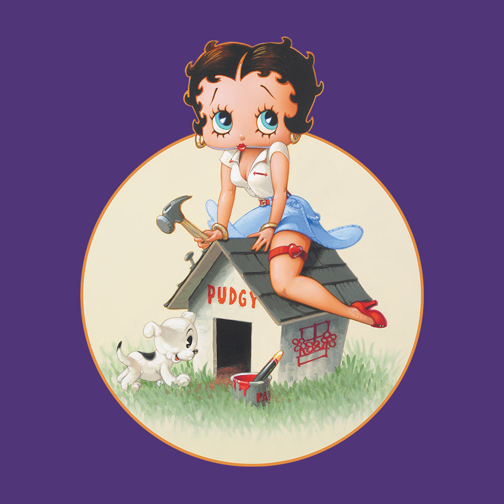 Betty Boop Pin-Up Building Pudgy Doghouse Women's Hooded Sweatshirt-Betty Boop Shop