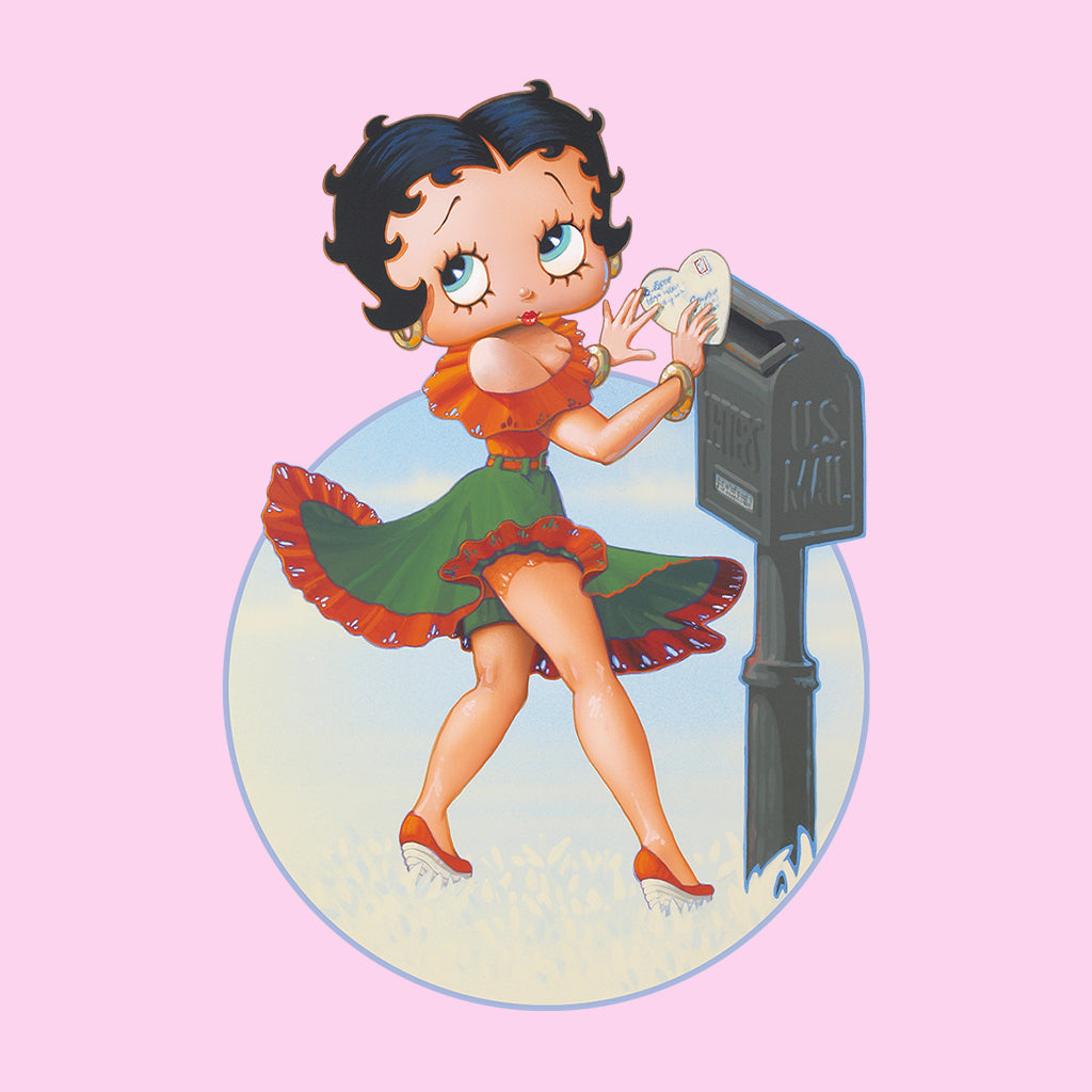 Betty Boop Pin-Up Posting Love Letter Women's Hooded Sweatshirt-Betty Boop Shop