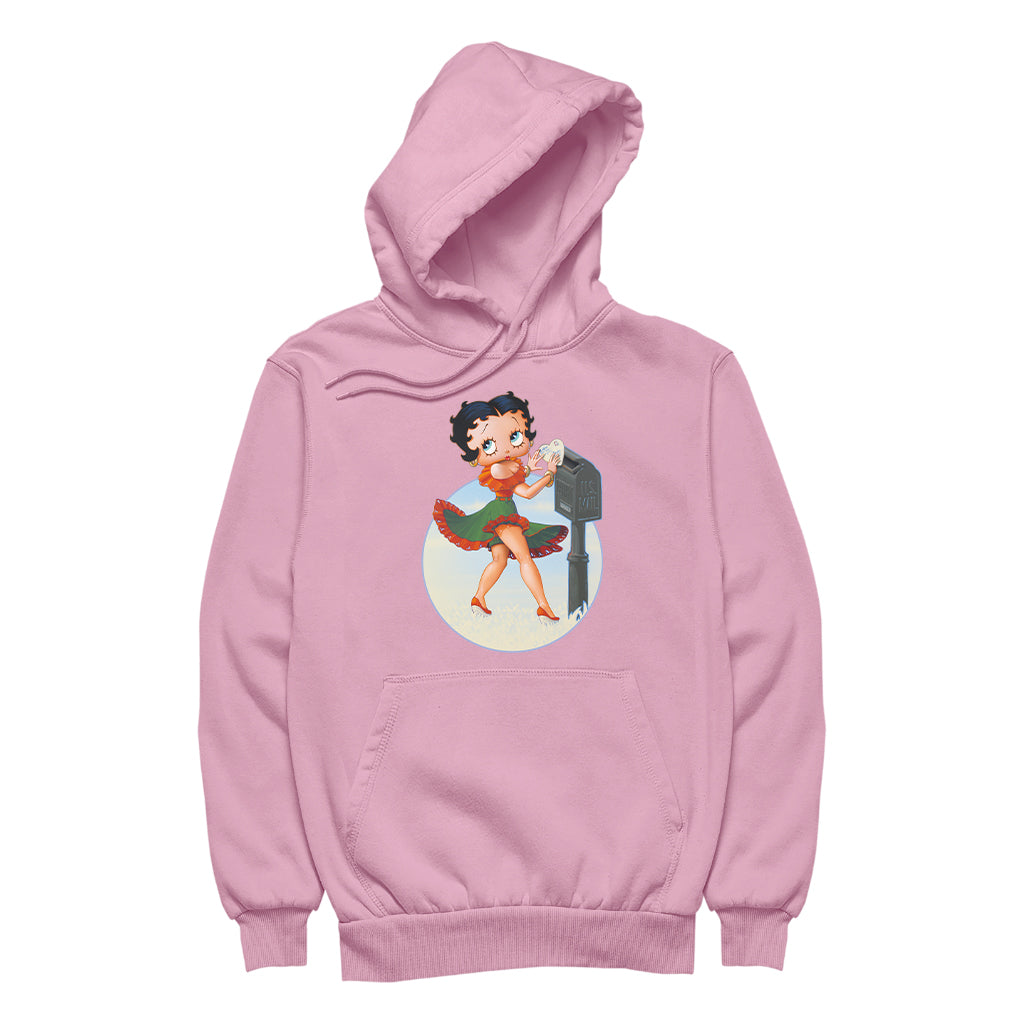 Betty Boop Pin-Up Posting Love Letter Men's Hooded Sweatshirt-Betty Boop Shop