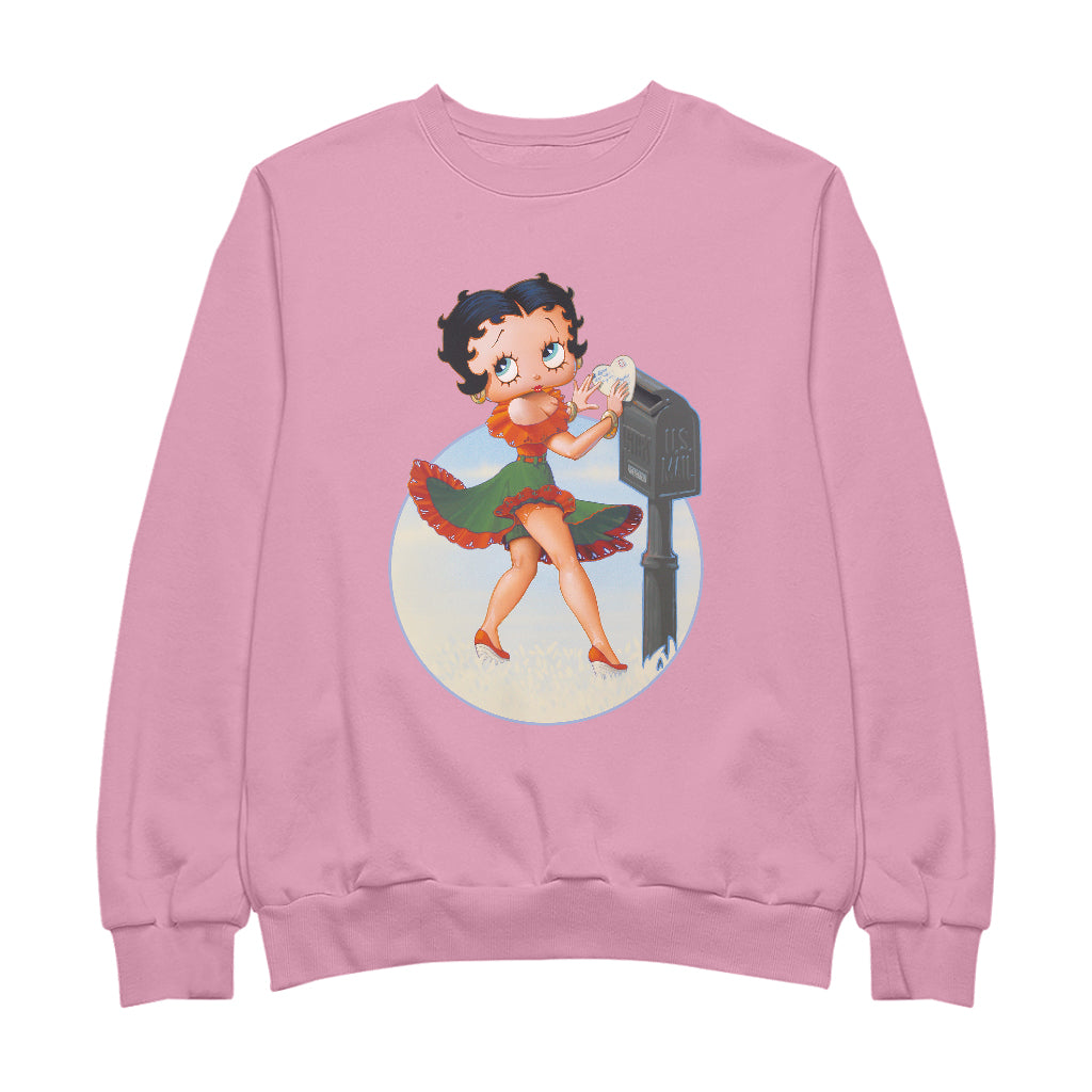 Betty Boop Pin-Up Posting Love Letter Men's Sweatshirt-Betty Boop Shop