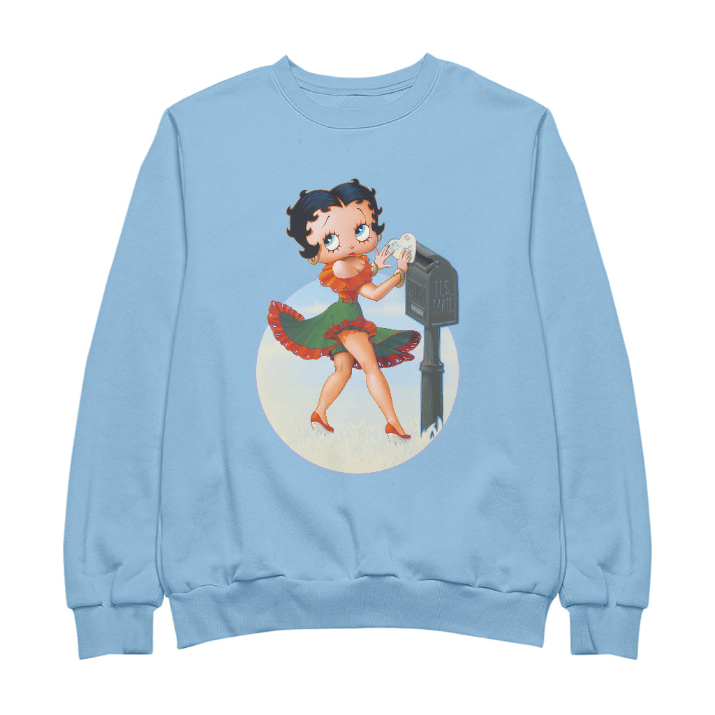 Betty Boop Pin-Up Posting Love Letter Men's Sweatshirt-Betty Boop Shop