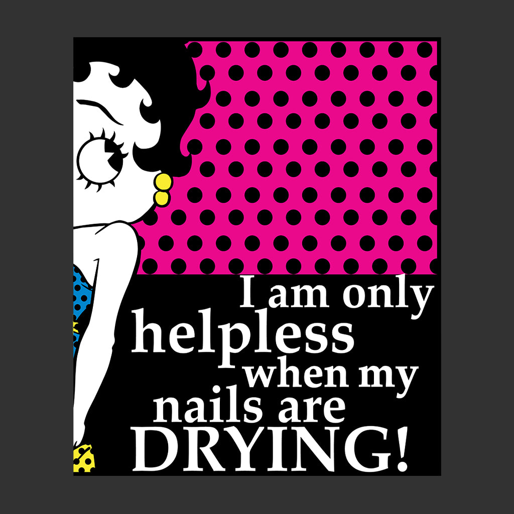 Betty Boop I Am Only Helpless When My Nails Are Drying Kids Hooded Sweatshirt