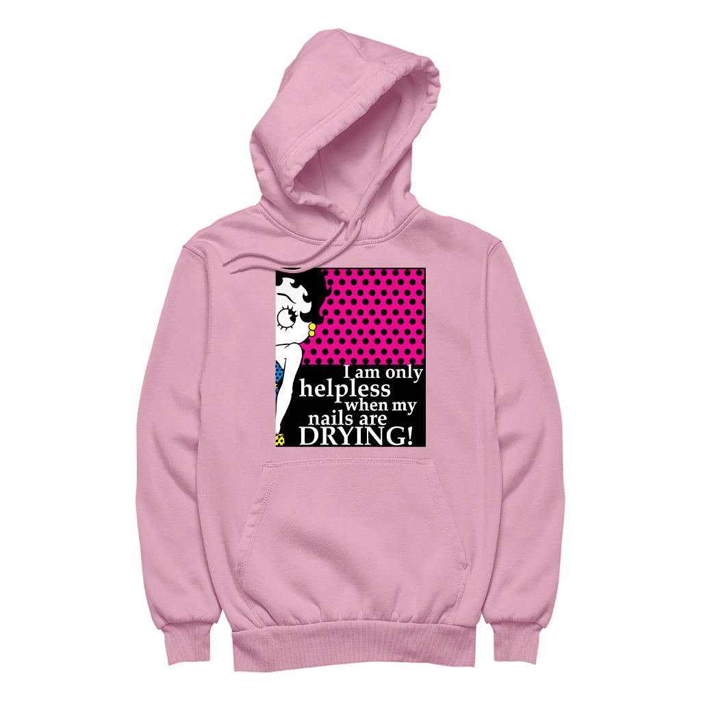 Betty Boop I Am Only Helpless When My Nails Are Drying Men's Hooded Sweatshirt