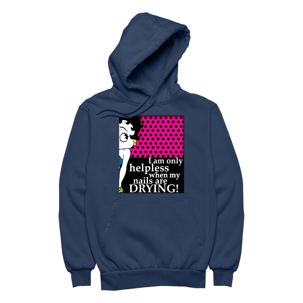 Betty Boop I Am Only Helpless When My Nails Are Drying Men's Hooded Sweatshirt