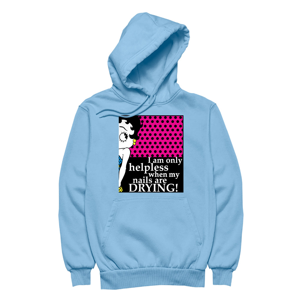 Betty Boop I Am Only Helpless When My Nails Are Drying Men's Hooded Sweatshirt