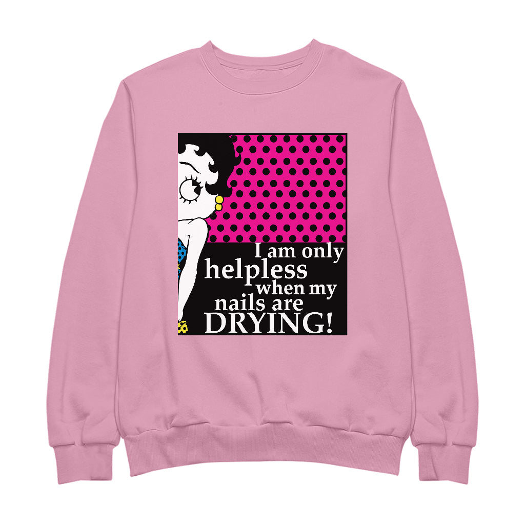 Betty Boop I Am Only Helpless When My Nails Are Drying Men's Sweatshirt