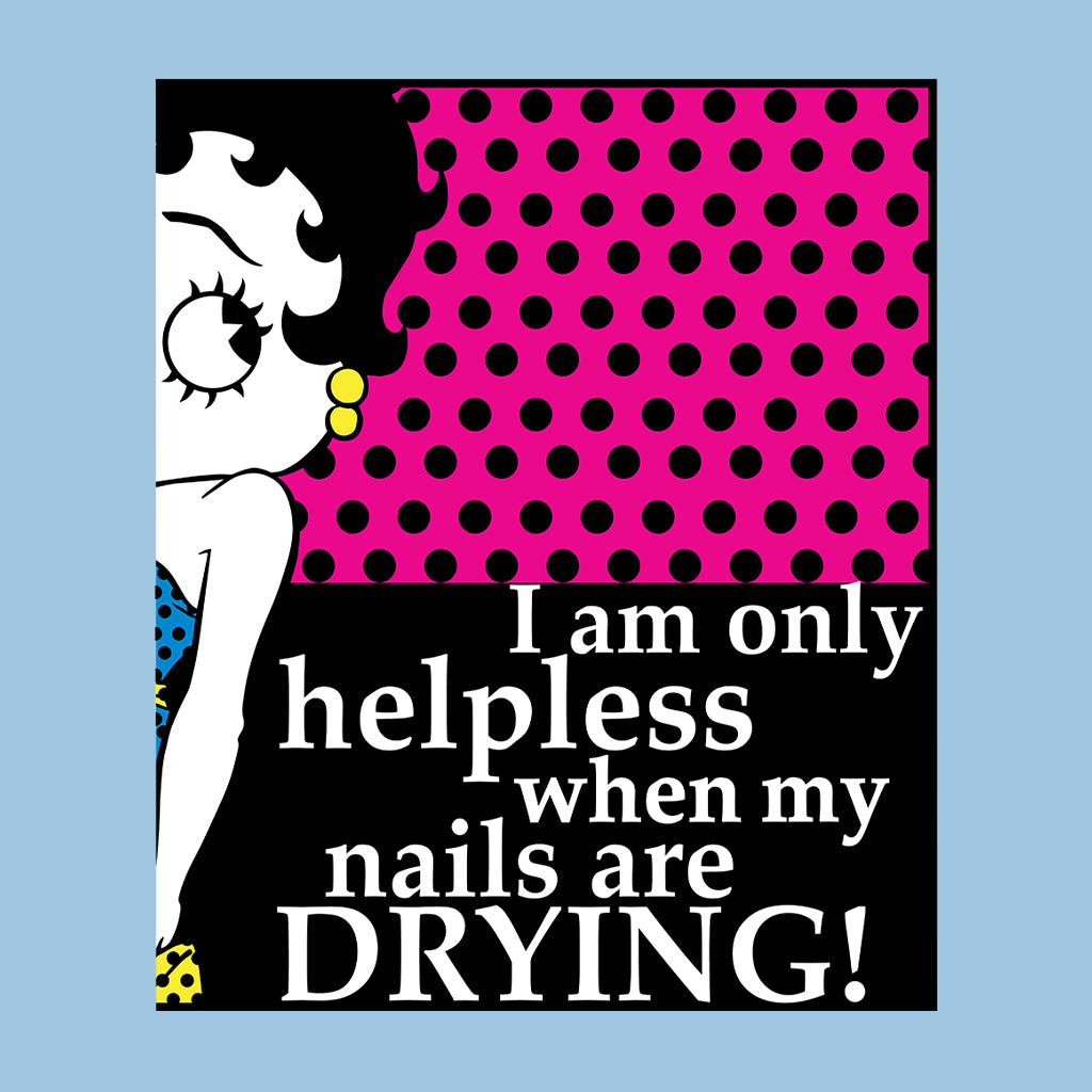 Betty Boop I Am Only Helpless When My Nails Are Drying Kids Hooded Sweatshirt