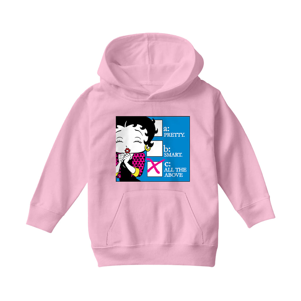 Betty Boop Pretty Smart All The Above Kids Hooded Sweatshirt