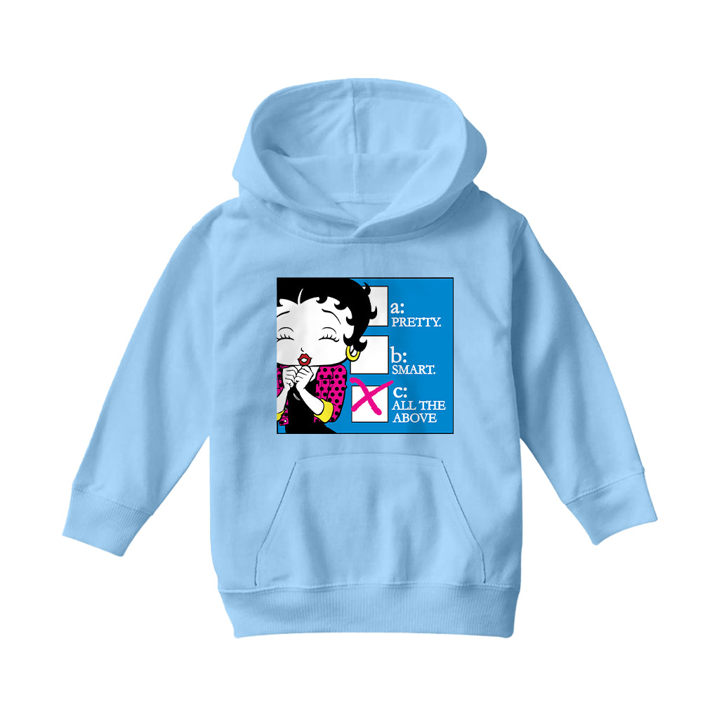 Betty Boop Pretty Smart All The Above Kids Hooded Sweatshirt