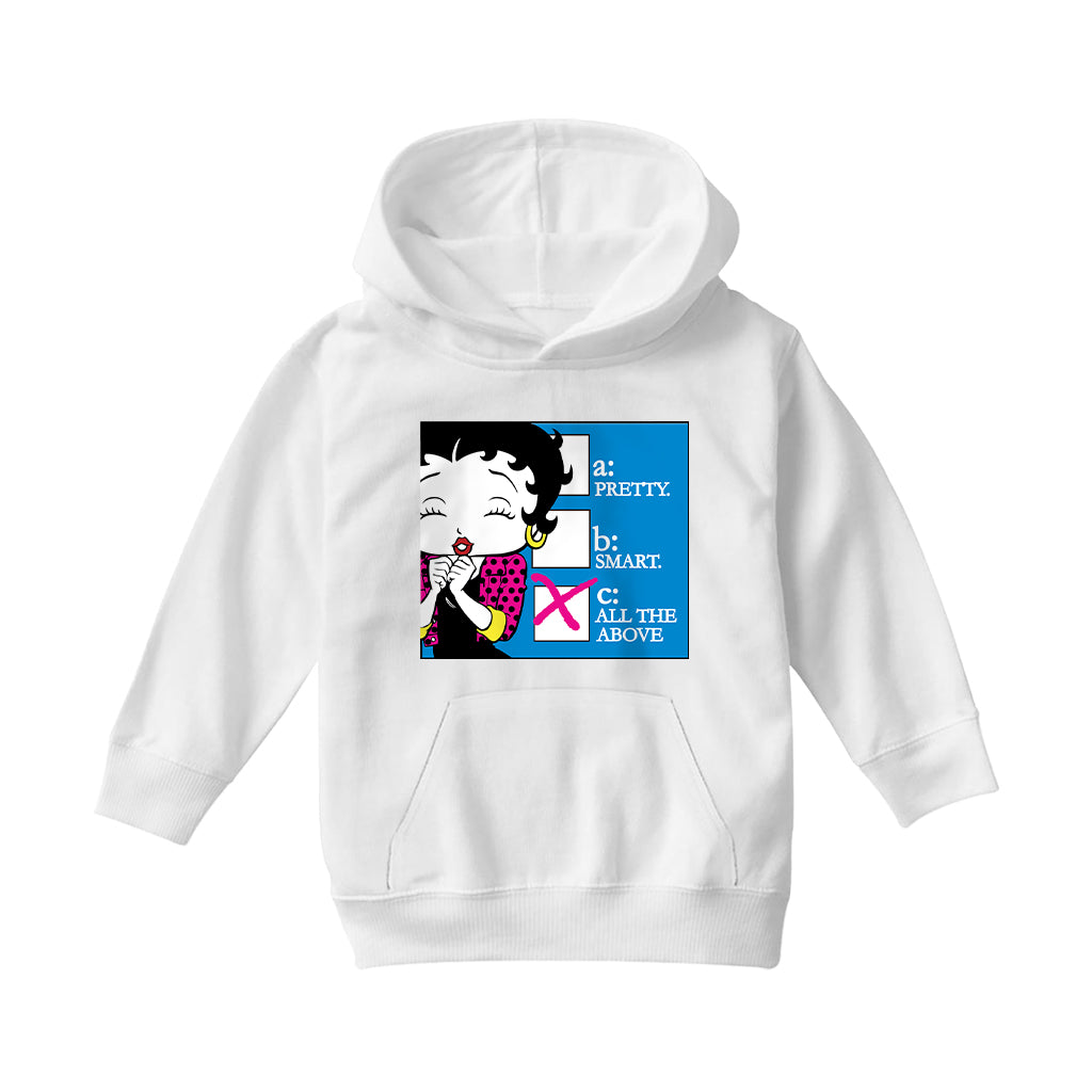 Betty Boop Pretty Smart All The Above Kids Hooded Sweatshirt