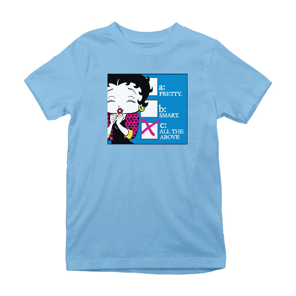 Betty Boop Pretty Smart All The Above Kids T-Shirt