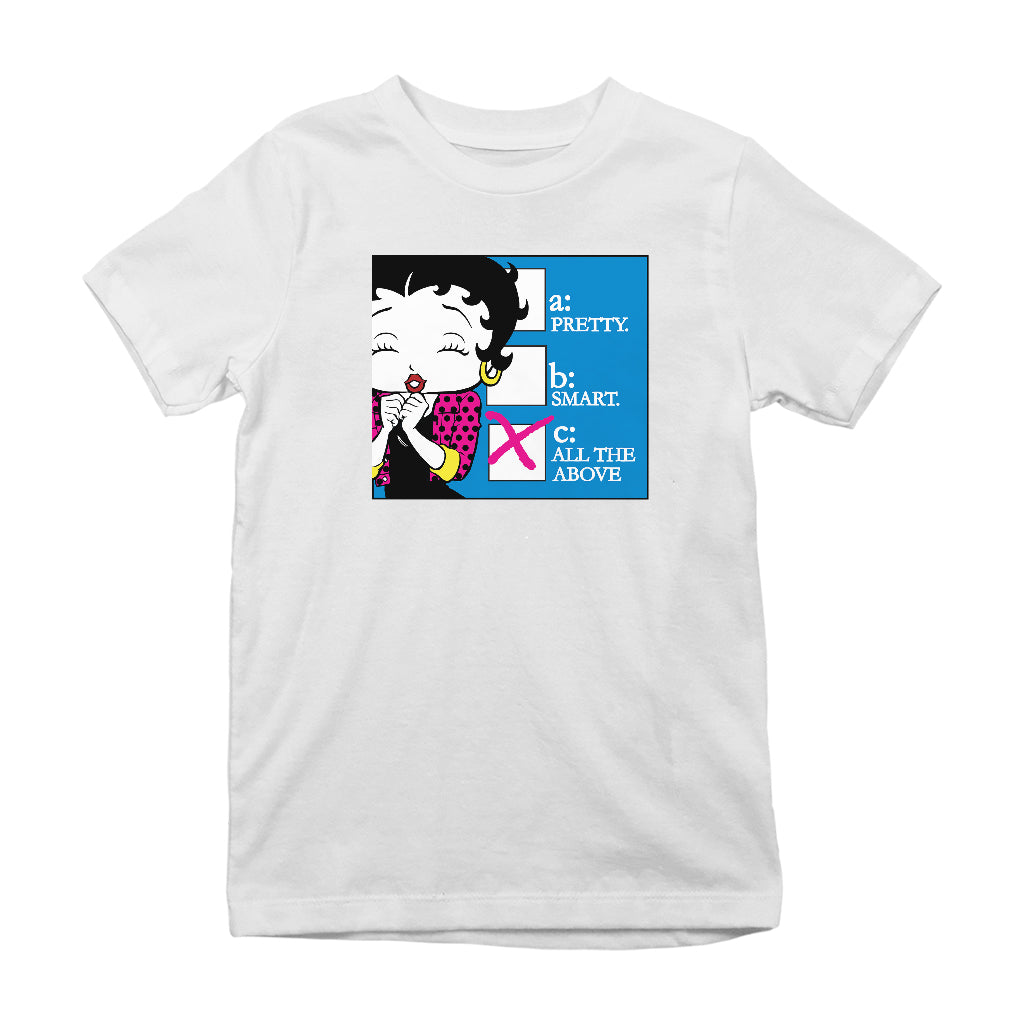 Betty Boop Pretty Smart All The Above Kids T-Shirt