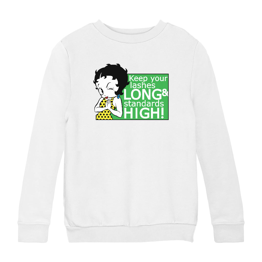 Betty Boop Keep Your Lashes Long & Standards High! Kids Sweatshirt